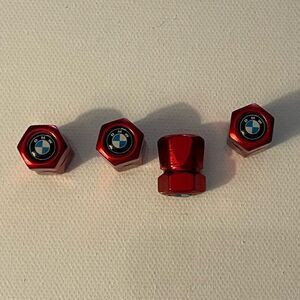 BMW Valve Stem Caps in Red Set of 4 NWT